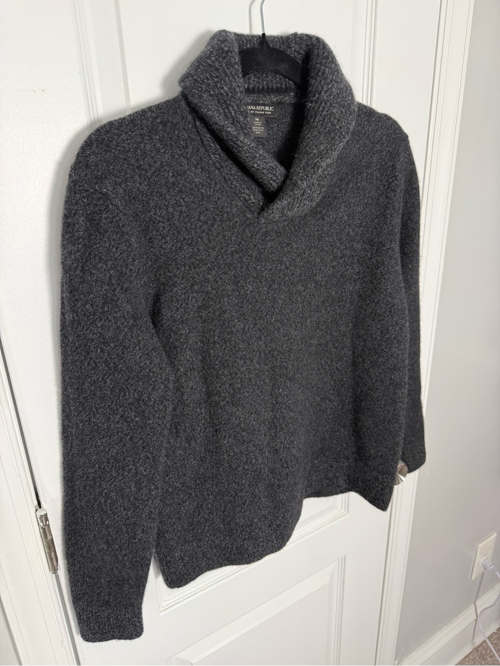 Banana Republic Dark Charcoal 100% Merino Wool Cowl-Neck Sweater